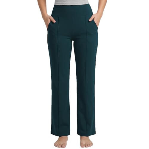 Image of NINQ Women High Waist Flare Pants Lite Regular | Smart Casual Korean Trouser for Office Wear, Gym, Sports, Travel & Daily Styling