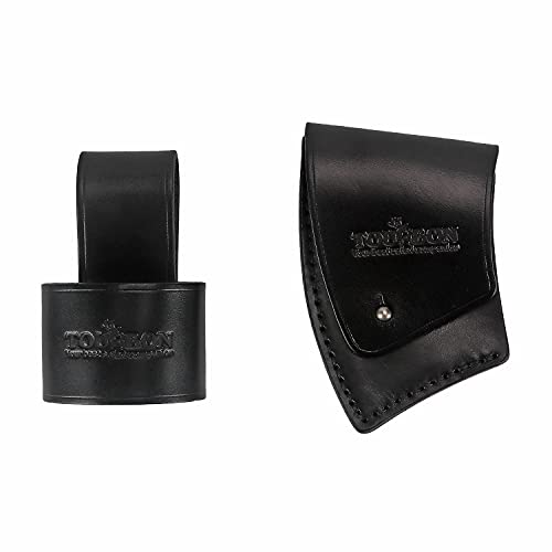 Tourbn Funda de piel gruesa Hacha Cubierta de la hoja de cuero Funda de la cabeza de la hacha Protector y soporte de cinturón (negro)