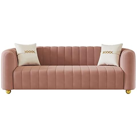 ANTTYBALE Pink Sofa Couch for 3-4 Person, 83 inch Wide 3-Seater Sofas with 2 Pillows & Load Bearing 750 LBs for Living Room/Office/Bedroom Cover
