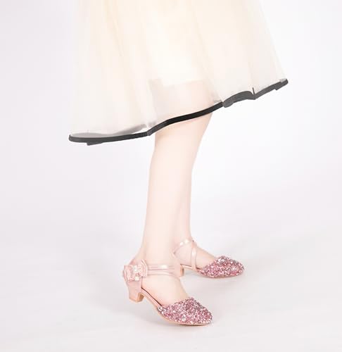 Little Kids Girls Dress Shoes Mary Jane Wedding Party Shoes Glitter Bridesmaids Princess Heels Sandals(Toddler/Little Kid)2