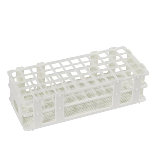 BIPEE Plastic Test Tube Rack, 60 Holes,Test Tube Holder for 17 mm Test Tubes, White Vial Holder, Detachable Test Tube Holder Rack (1pcs,60 Holes)