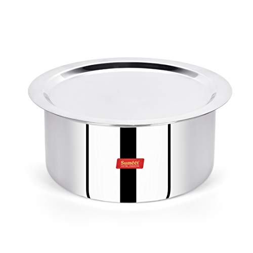 Sumeet Cook Smart Stainless Steel TriPly Steel-Aluminium-Steel - 3 Layers Tope with Lid - 1.1 Liter - 14Cm