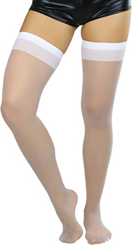 Image of ToBeInStyle Women's Sheer Banded Thigh High Socking w /Opaque Band