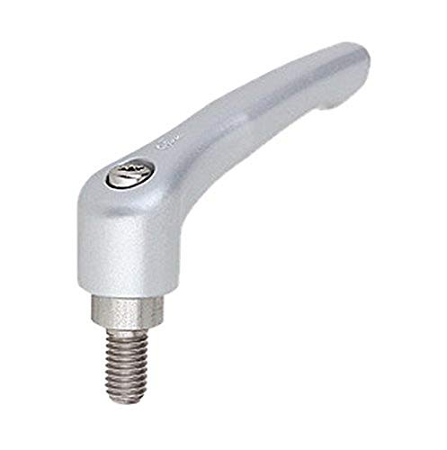 Image of Kipp 06461-0043X10 Zinc Adjustable Handle with M4 External Thread, Modern Design Style, Stainless Steel Components, Metric, Silver Metallic Powder-Coated Finish, Size 0, 10 mm Screw Length