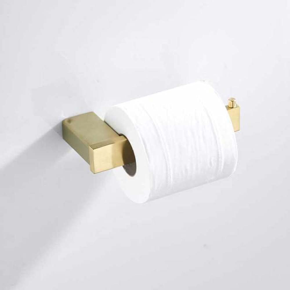 VVW&LIU Juego de Accesorios de baño de Oro Cepillado, Soporte de Papel higiénico de Acero Inoxidable, Soporte para Cepillo de baño, Estante de Almacenamiento, Barra de Toalla, Soporte de Papel