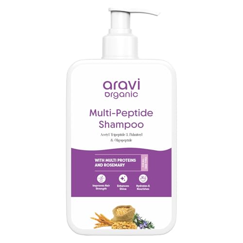 Aravi Organic Multi Peptide Hairfall Shampoo - Acetyl Tripeptide 3, Palmitoyl, Oligopeptide & Rosemary - 6.7 FL Oz / 200 ml