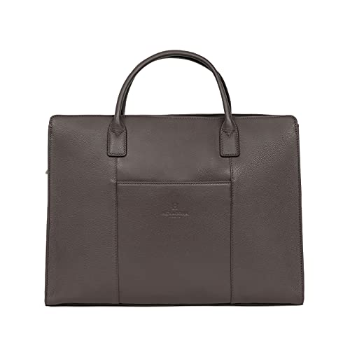 Hexagona CONFORT BUSINESS,Damen Hexagona Paris Porte documents Taupe en Cuir de vachette grainé 2 poignées non réglables et 1 bandoulière réglable avec renfort d'épaule, taupe,L:39 xh: 28 x P:10,5 cm Cover