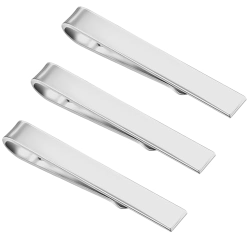 Image of Roctee Men's Tie Clip For Skinny Ties, 3 Pack Small Tie Clip For Men, Tie Clasp Pinch Necktie Clip On Shirt Tie, Suitable For Business Metting Wedding Birthday Gift Father Boyfriend Son