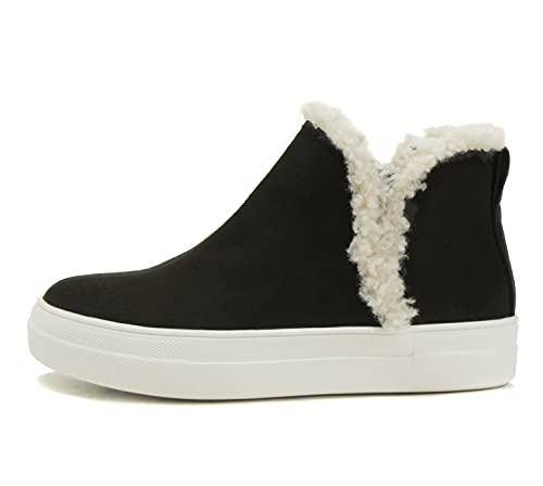 Soda Figure Women’s Faux Fur Trim Fashion High Top Slip On Sneaker Bootie