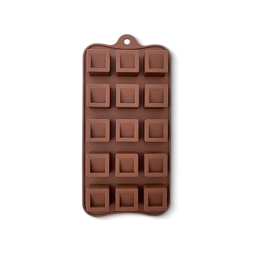 Image of HS Square Silicone Mould, Non-Stick Food Grade Silicone Mould for Chocolate, Candy, Jelly & Ice Cube (Brown)