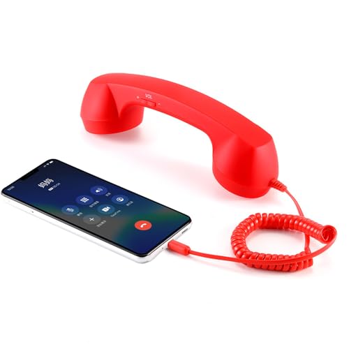 ENJOY-UNIQUE Combinés Écouteurs Téléphone Rétro pour Téléphone Portable, Tablette, Ordinateur Portable, Casque avec Appel Confortable, Interface USB-C, avec Bouton de Réponse, Convient aux Parents