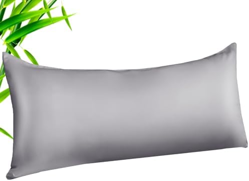 TELUS Body Cooling Pillow Case Cover, Bamboo Rayon & Lyocell Pillowcase with Zipper Closure, Breathable Pillow Case for Hot Sleepers and Night Sweats, 20x54 inches, Light Grey