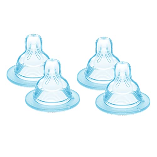 MAM Set de 4 Tetinas para Biberón 2x Flujo Medio Nº 2 y 2x Flujo Rápido Nº 3 Tetinas de Silicona de Fácil Aceptación para los Bebés, 2+ Meses