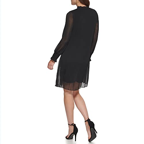 Image of DKNY Womens Sleeveless Tie Neck Pleated Dress