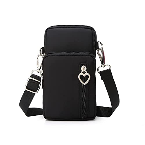 Cellphone Little Crossbody Purse Bag Armband For Samsung Galaxy Note 20 Ultra, S20 S21 S22 Ultra Plus, S20 Fe, A53 5G, A13 5G, A32 5G, A51 5G, A03 Core, Z Fold 3, Moto One 5G Ace, G Play, G100 (Black) #TOP8