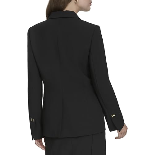 H HALSTON Women's Two Button Woven Office Workwear Blazer4