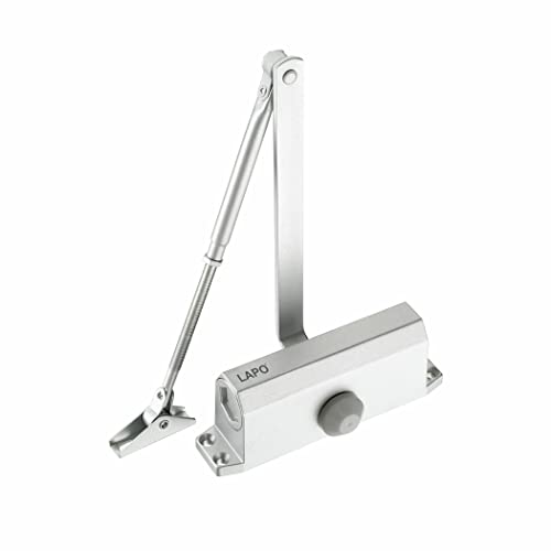 Image of LAPO Heavy Duty Aluminium Automatic Hydraulic Double Speed Door Closer / Aluminium and Wooden Door Closer with Fitting Set for All Door Weight Up to 65 Kg (Silver Finish)