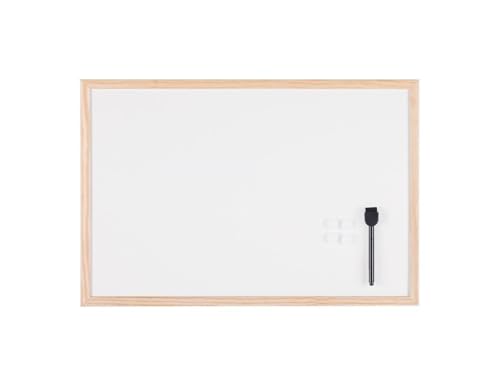 Mastervision Magnetic Dry Erase White Board, 24' x 36', Pine Wood Frame, Wall Mount Kit Included