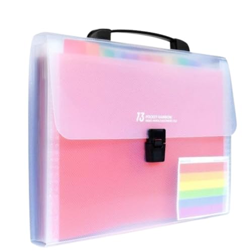 Image of Expandable A4 File Folder Organizer | Document Storage Bag with Multiple Pockets | Durable Multicolour Case for Office, School, Bank, Hospital & Home Use (13 Pocket Rainbow File)