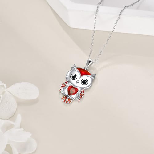 Owl Necklace Jewelry Gifts for Women Sterling Silver Birthstone Owl Pendant Necklace Christmas Jewelry for Women4