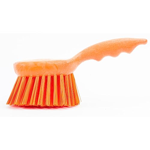 Image of SPARTA 40541EC24 Plastic Scrub Brush, Utility Brush, Kitchen Brush With Hanging Hole For Cleaning, 8 Inches, Orange, (Pack of 6)