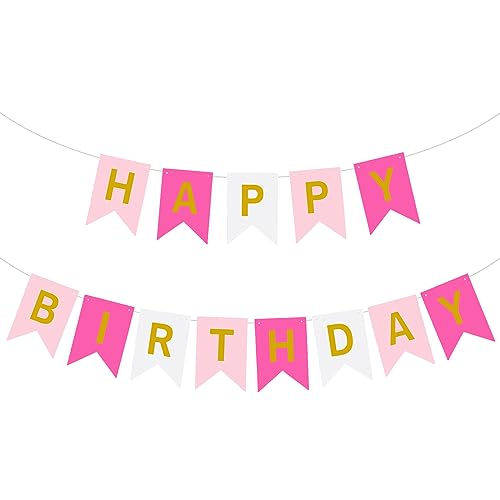 Image of Happy Birthday Banner Decoration with Shiny Letters Glitter Mixed color Birthday Banner Sign Birthday Party Decorations Supplies