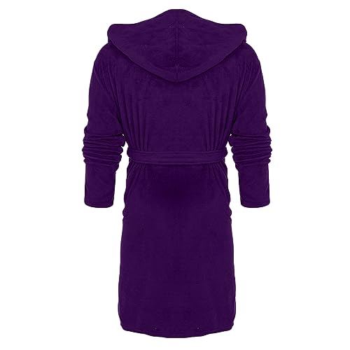 Mens Fleece Hooded Robe Plus Size Plush Flannel Warm Cozy Bathrobe with Belt Pocket Lightweight Winter Long Sleepwear3