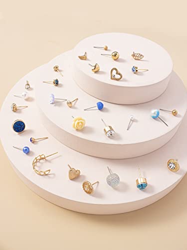 Image of Shining Diva Fashion 30 Pairs Combo Set Stylish Crystal Pearl Earrings for Women and Girls
