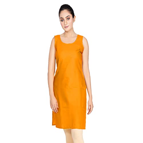 Image of Women's Cotton Long Camisole for Kurti /Suit Slip /Long Inner /Samij for Women Sameej /Knee Length Inner Wear /Sameez /Kurti Slip /Round Neck /Invisible