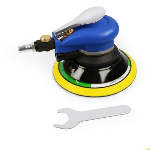 CNANRNANC Lijadora neumática de órbita aleatoria de 6 pulgadas con escape trasero de velocidad sin carga de 13500 rpm para superficies automotrices y pulido de madera de metal, incluye papel de lija