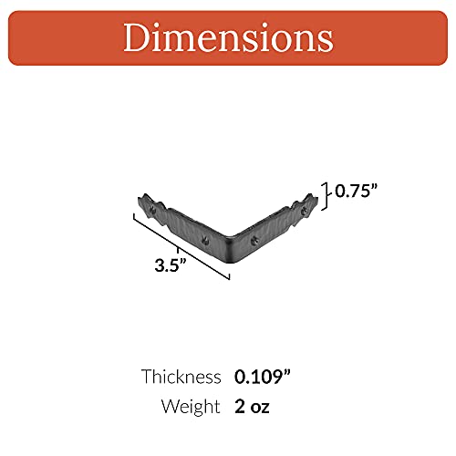 3.5" Hand Forged Iron Angular Bracket Corner Protector for Tables, Chests, Trunks & Furniture – Black – Borderland Rustic Hardware - Thumbnail 3