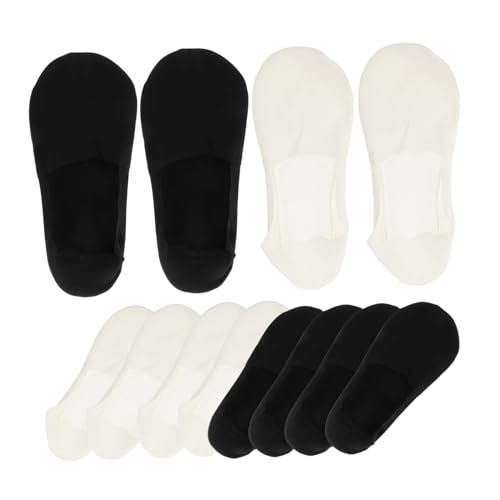 NOLITOY 6 pares Calcetines Invisibles Hombre Bajos Transpirables Antideslizantes para Verano Diseño Simple y Cómodo Negro Blanco