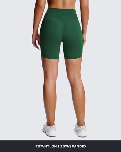 Image of Aoxjox Trinity Workout Biker Shorts for Women Tummy Control High Waisted Exercise Athletic Gym Running Yoga Shorts 6 inch