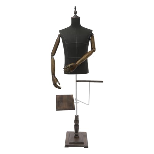 Männliche Schneiderpuppe höhenverstellbar 135–180cm, Stabile Basis (40x30cm) Racks mit Abnehmbaren Schuhhalter & Hosen Rack, für Boutique, Modegeschäft & Schaufenster Deko