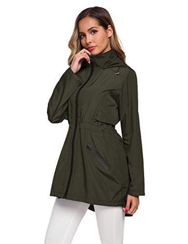 Avoogue Anorak Jacket Women Lightweight Portable Rain Jacket All Weather Coats Green M thumb #3