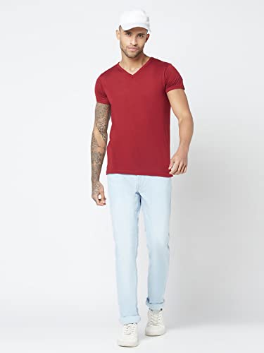 Image of BLUE BUDDHA Men's Denim Slim Fit Jeans: Mid Rise, Flat Front, Casual Elegance with Comfort and Flexibility - Light Blue