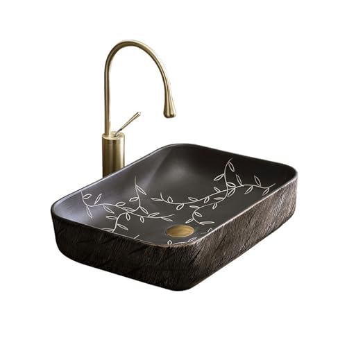 WOTZOV Aufsatzwaschbecken im Retro-Stil, Badezimmer-Aufsatzwaschbecken, spritzwassergeschützt, Balkon-Handwaschbecken, Keramik-Terrassen-Hotelwaschbecken, Moderne Arbeitspl