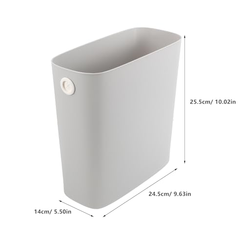 Image of Luxshiny Slim Trash Can Plastic Waste Basket Rectangle Garbage Container Narrow Wastebasket Recycle Bin for Bathroom, Bedroom, Kitchen, Living Room 28X27X12.5cm