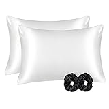 YANIBEST Satin Pillowcase for Hair and Skin Care Silk Pillowcase & Satin Scrunchies 2 Pack King Size Pillow Cases Set of 2 -Satin Cooling Pillow Covers with Hidden Zipper Floral Print
