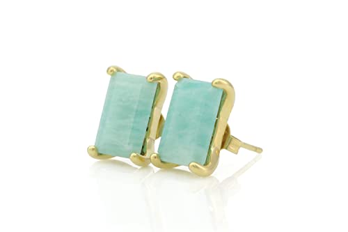 Boucles d'oreilles rectangulaires en amazonite bleue pour vos événements