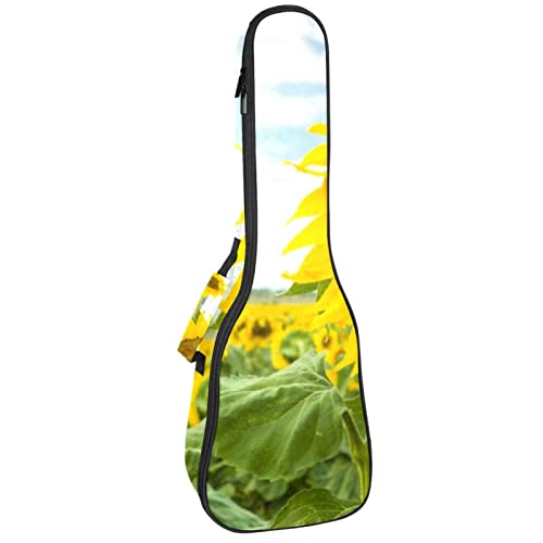 Sac pour ukulélé ténor et soprano imperméable avec sangle sac à dos motif tournesol