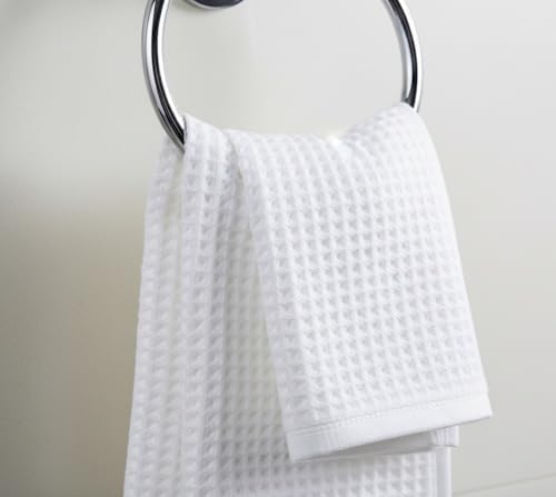 DEMMEX Organic Cotton Waffle Turkish Hand Towels for Bathroom & Kitchen, Large 20x30 in, 100% Oeko-TEX Certified Ultra Soft Turkish Cotton, Lightweight Quick Dry Waffle Weave, Set 2 (Crisp White) - Thumbnail 3