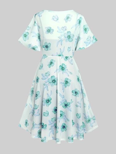 Image of ROSE GAL Rosegal Plus Size Women Sundress Set Flutter Sleeves Floral Dress and Lace-up Cami Dress