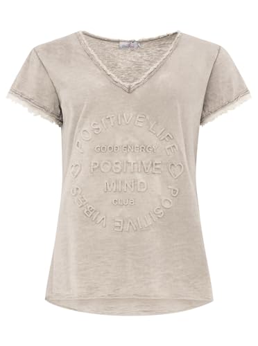 Zwillingsherz Shirt Positiv für Damen Frauen Mädchen - Hochwertiges 100% Baumwolle Oberteil kuschelig weich Sommer Kurzarm Hemd Tail Top V Ausschnitt Fransen Ärmel