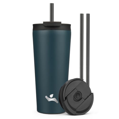 Image of Konokyo 22 oz Insulated Tumbler Water Bottle with Straw Lid, Navy Blue