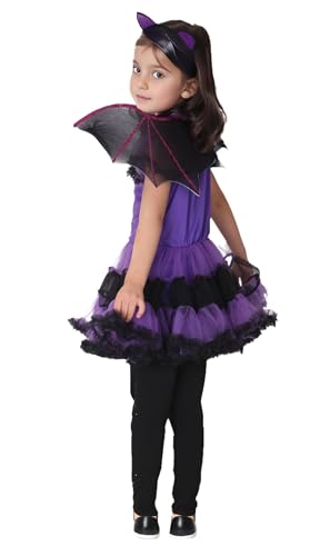 Disfraz de Vampiro Bat para Niñas, Vestido Morado miniatura 3