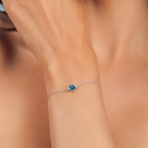 Gem Stone King Gemstone Birthstone Solitaire Bracelet For Women | 925 Sterling Silver | Round 6MM | Gift for Her Women Wife Mom Lady Daughter | Adjustable Bolo Bracelet | Easy-On Easy-Off4