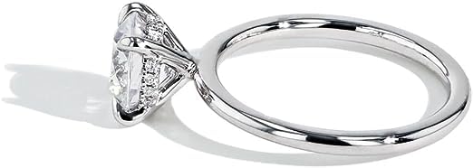 1.0 - 10.0 Carat Certified Round Excellent Cut Solitaire Four Prong Hidden Halo Moissanite & Lab Diamond Engagement Ring In Silver 925 Platinum Plated Sterling Silver Ring For Women Promise Bridal Wedding Ring2