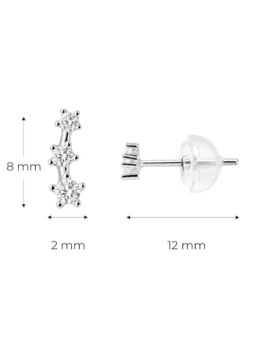Image of S925 Sterling Silver Earrings, Hypoallergenic Stud for Women & Men | Minimalist Dainty Design, Solid 925 Sterling Silver or with 18K Gold Plate, Daily /Party Wear, Birthday Gift, Silver or Gold