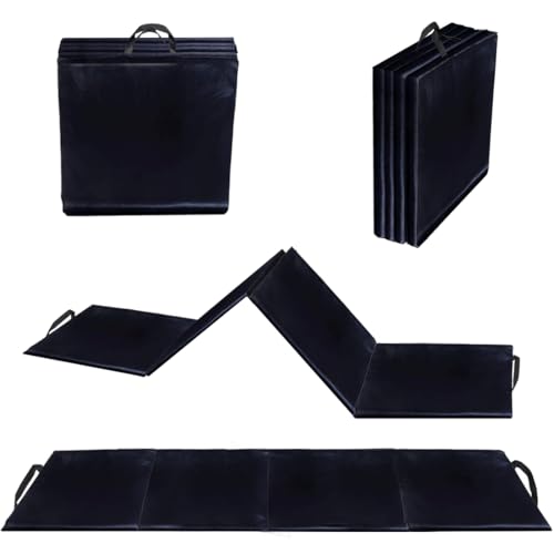 Image of Fitrxx Premium 10 mm PVC Leather Yoga Mat for Men & Women, Extra Thick Yoga Mat, Exercise Mat, Fitness & Meditation Mat, Anti-Slip, Lightweight, With Carrying Straps and Easy Storage (BLACK)